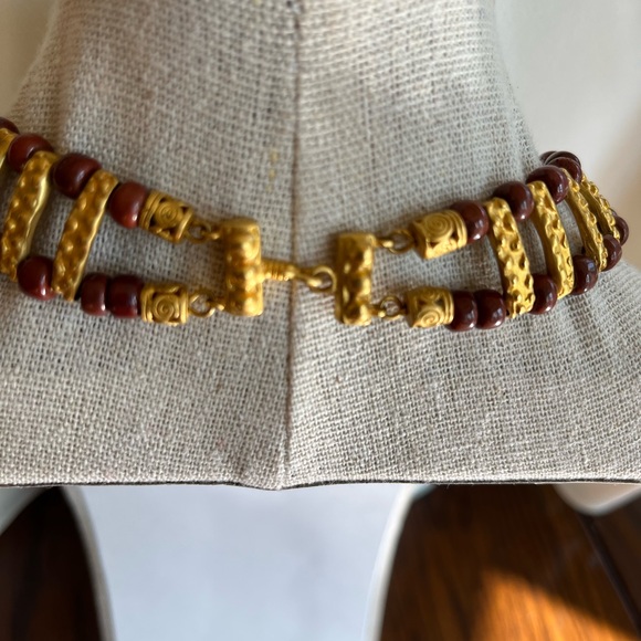 L.A. Cano Choker and Earring Set of 24k Gold  and Jasper Stones - Picture 4 of 16